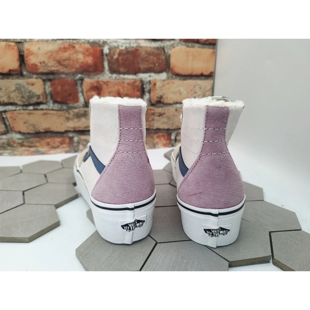 VANS Old Stack Platform Lift Shoes Sk8 Sherpa Faux Fur Stackform Women Sz 8 Knu